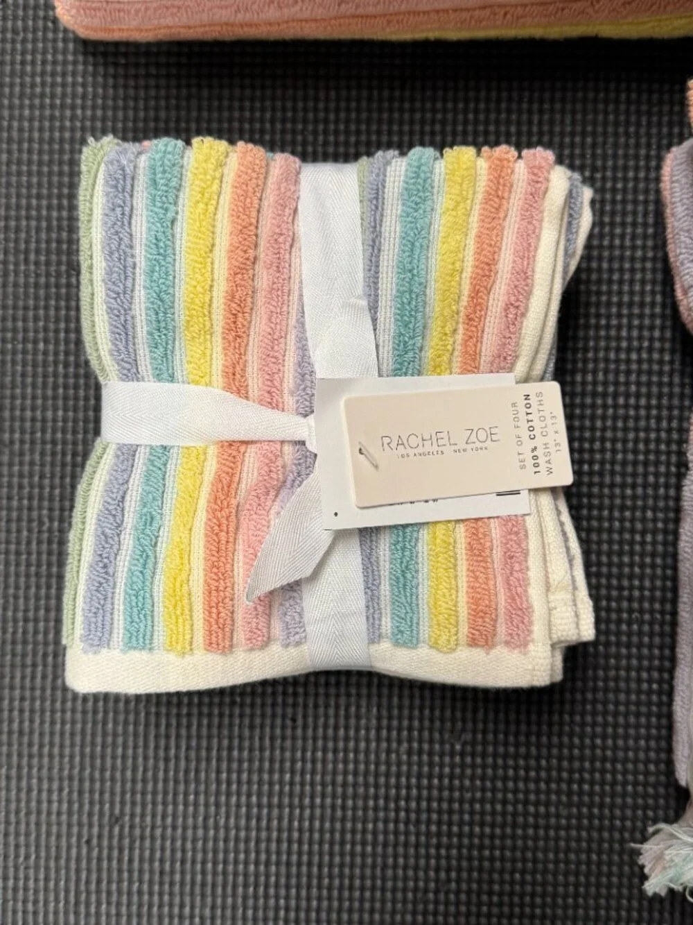 8pc Rachel Zoe RAINBOW STRIPES Summer Sun 2 Bath 2 Hand 4 Washcloths Towel Set